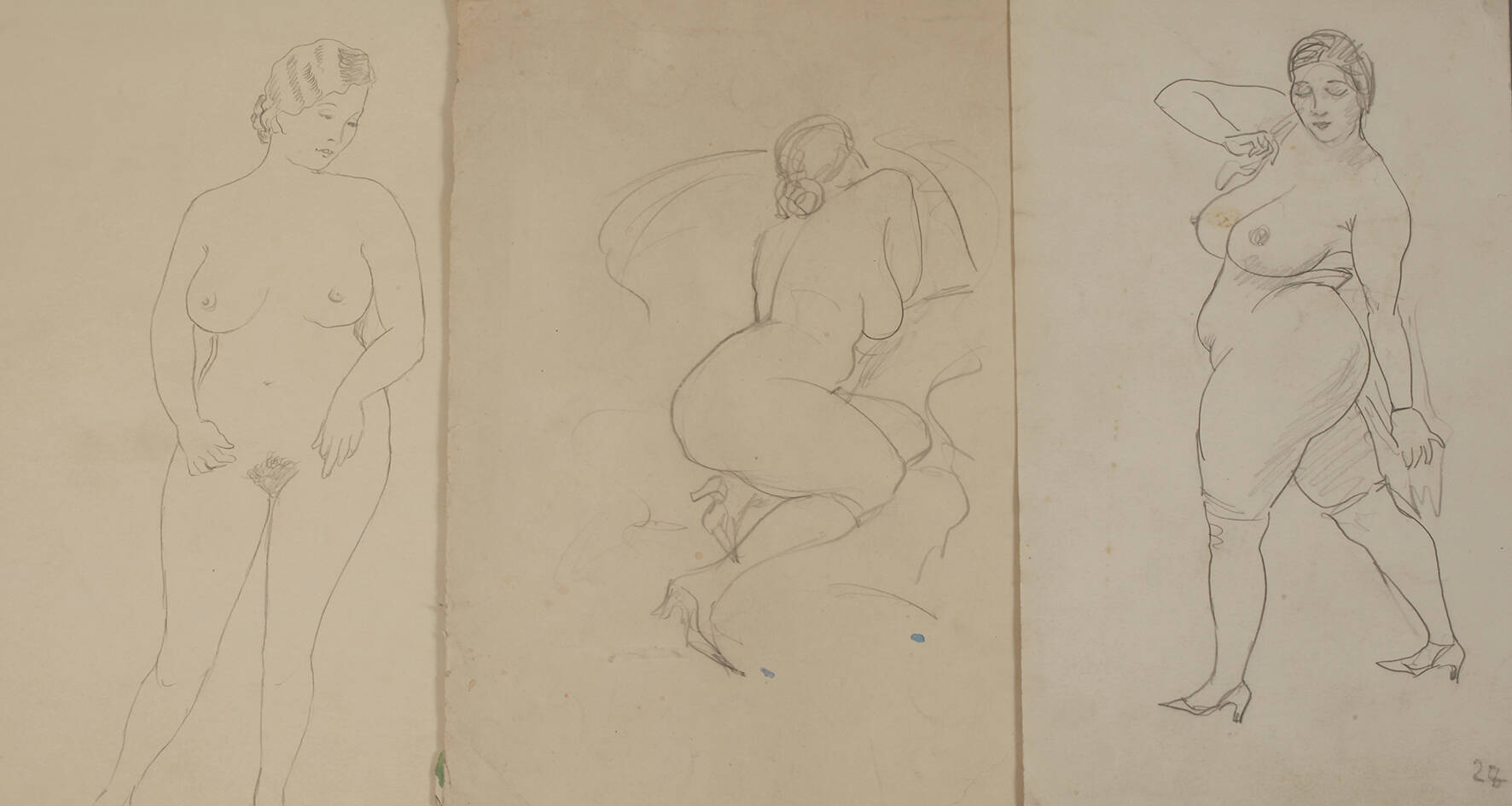 Karl Hahn, Drei Aktzeichnungen