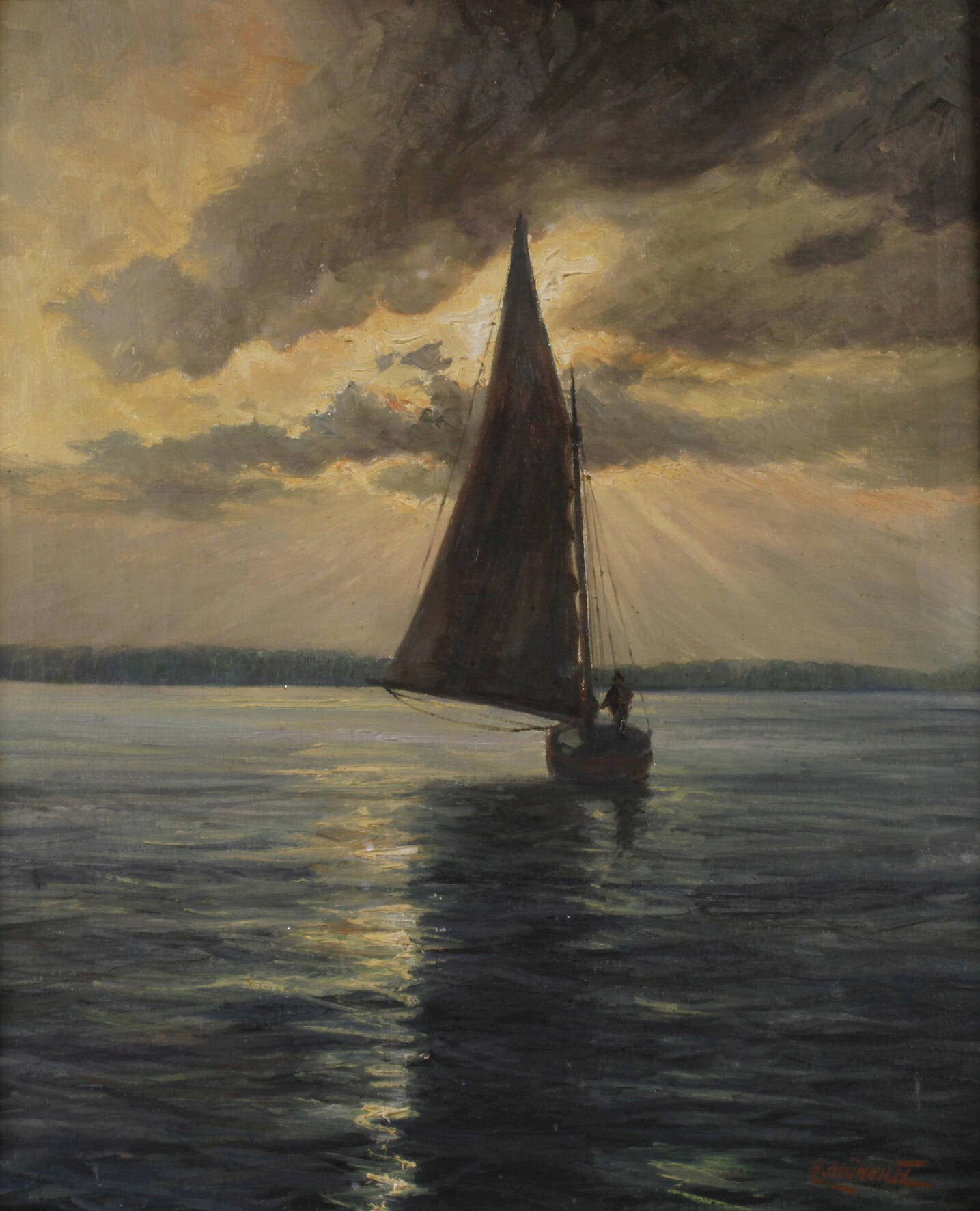 Hans Münnich, Segelboot auf dem See