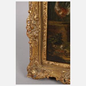 Paar Landschaftsgemälde mit Federvieh