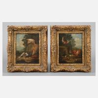 Paar Landschaftsgemälde mit Federvieh111