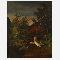 Barockes Waldstillleben mit Angel und Fischen111