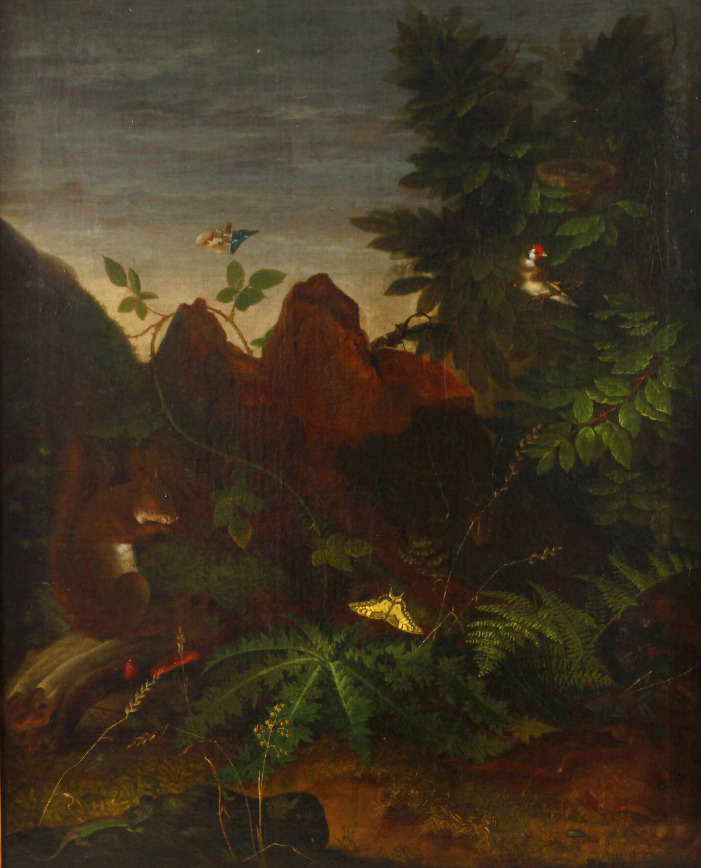 Barockes Waldstillleben mit Eichhörnchen