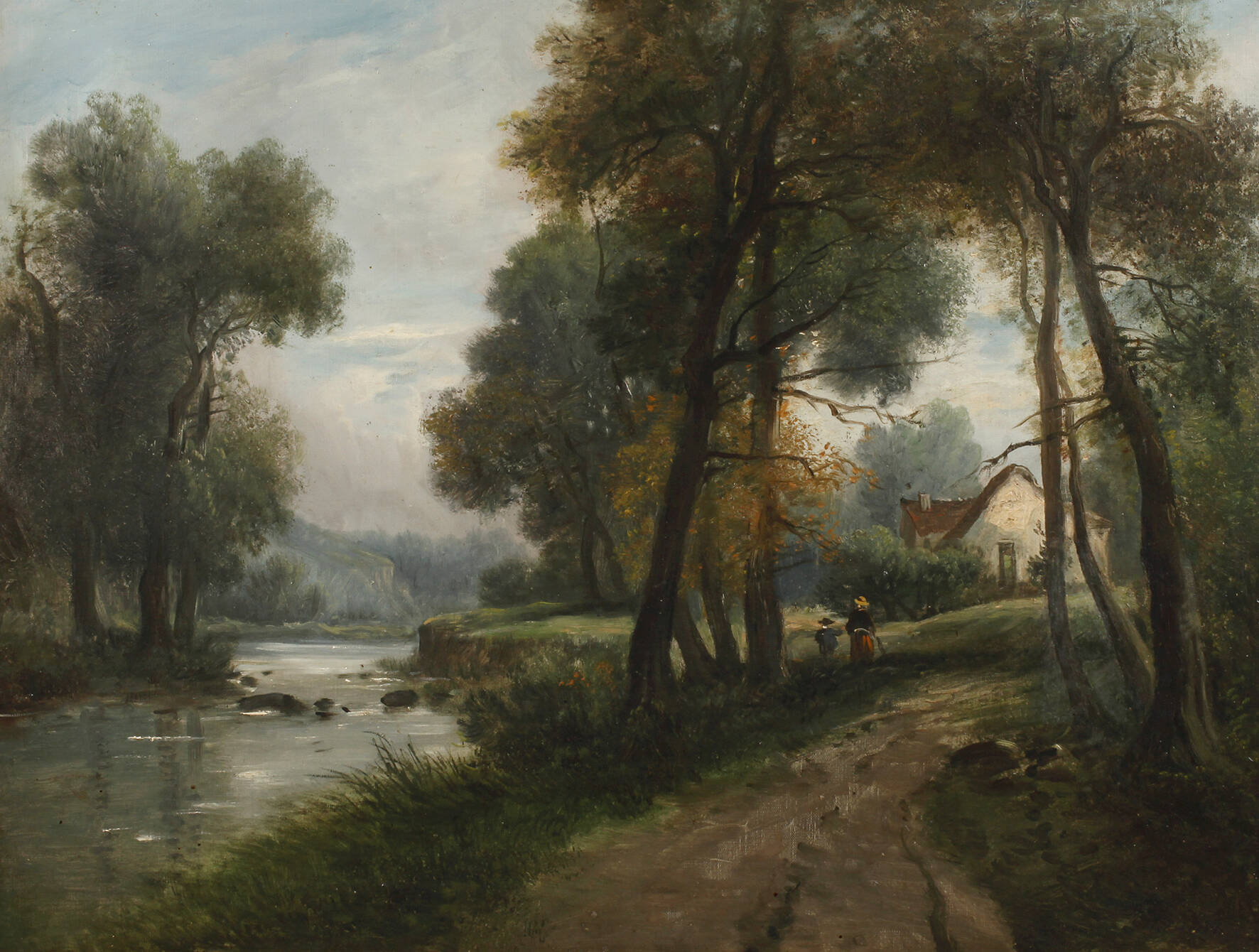 C. Dulac, Wanderer am Flussufer