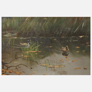 Eugen Grünert, Abends am Weiher