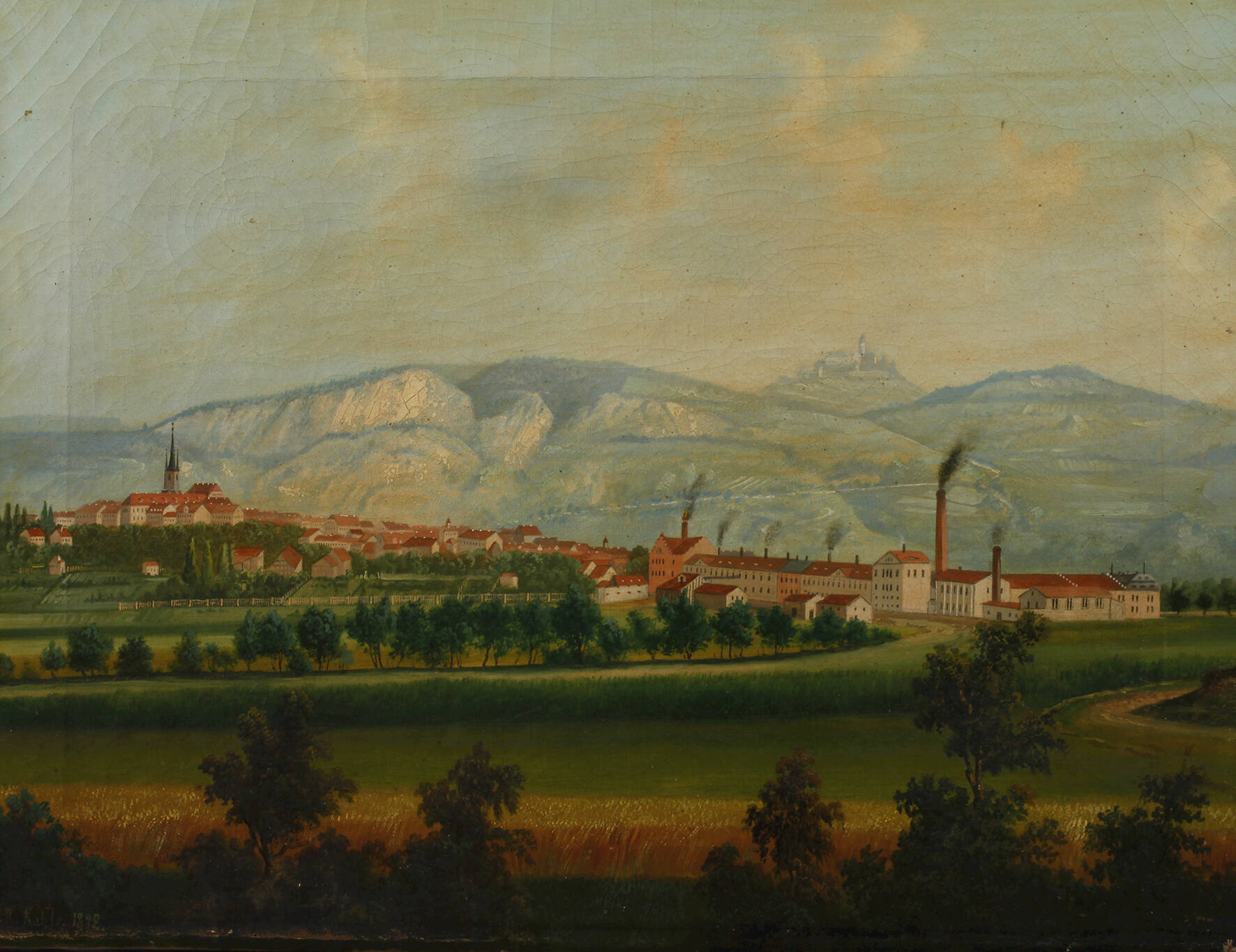 Ansicht Kahla mit Porzellanfabrik