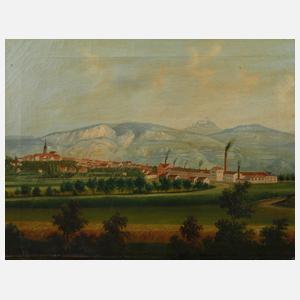 Ansicht Kahla mit Porzellanfabrik