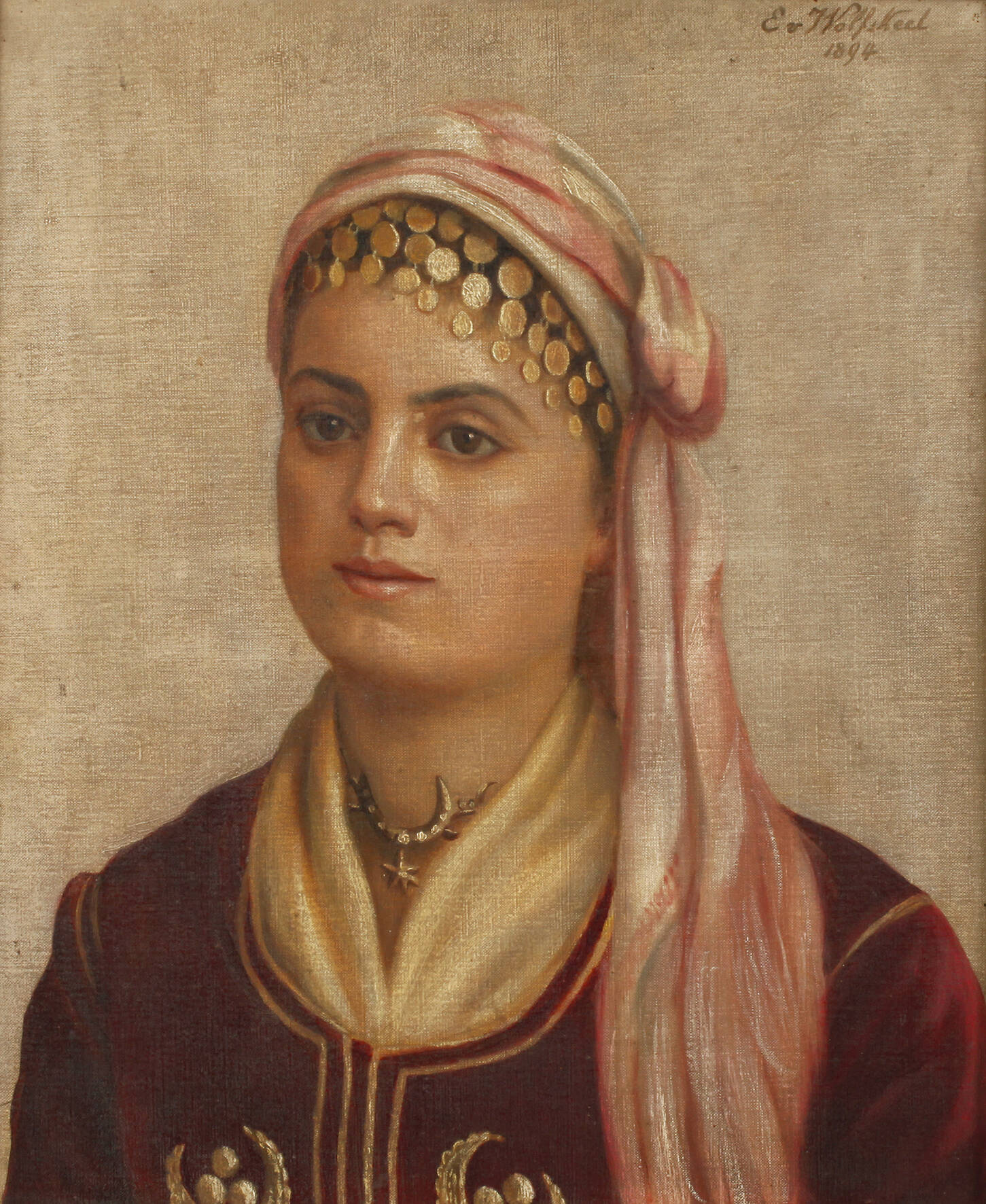 E. v. Wolfskeel, Portrait einer Orientalin