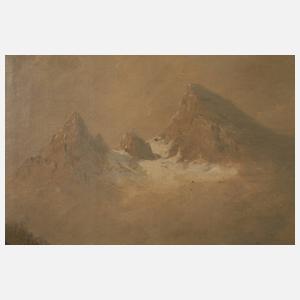 Spätromantische Alpenlandschaft mit Watzmann