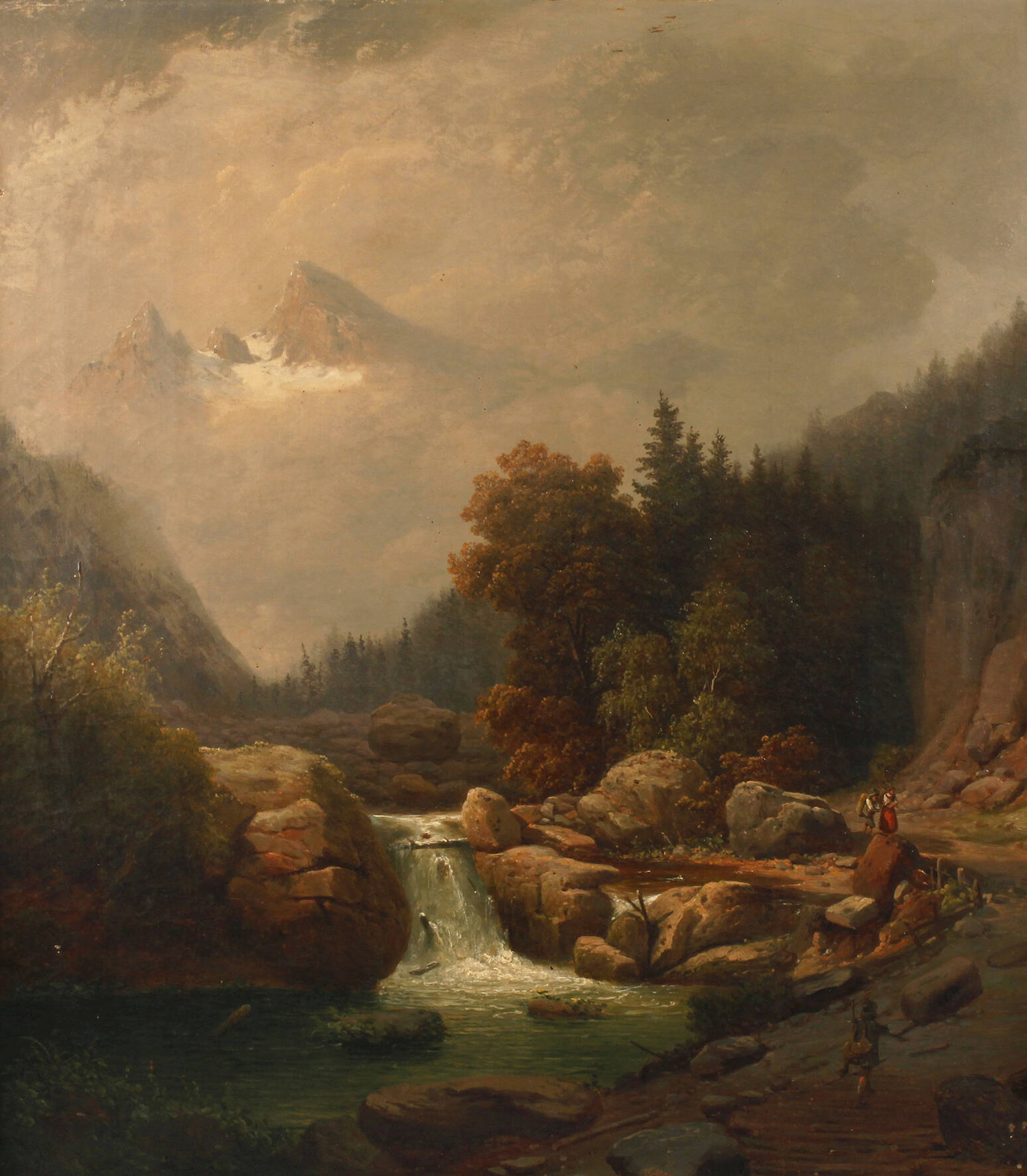 Spätromantische Alpenlandschaft mit Watzmann