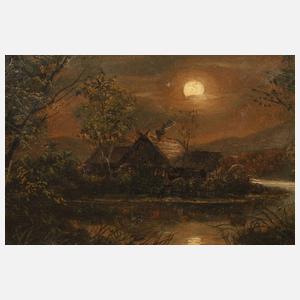 Einsames Gehöft im Mondschein