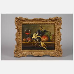 Früchtestillleben mit Kanarienvögeln nach Ladell