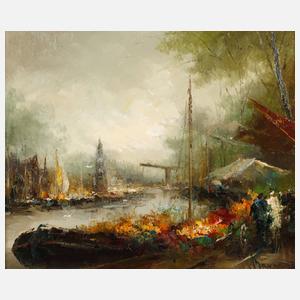 Jan Bévort, Blumenmarkt an einer Gracht