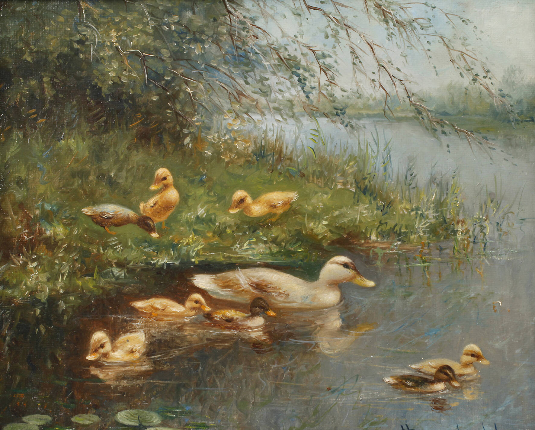 Hendrik Breedveld, Entenfamilie am Ufer