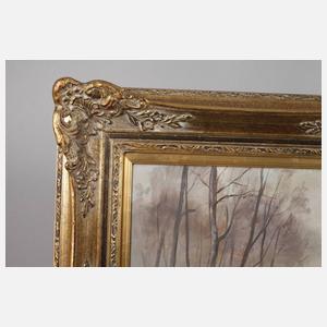 W. Gruber, Balzende Auerhähne auf Waldlichtung