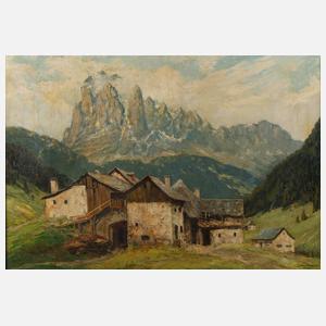 Josef Rolf Knobloch, "Bauernhof mit Langkofelgruppe"