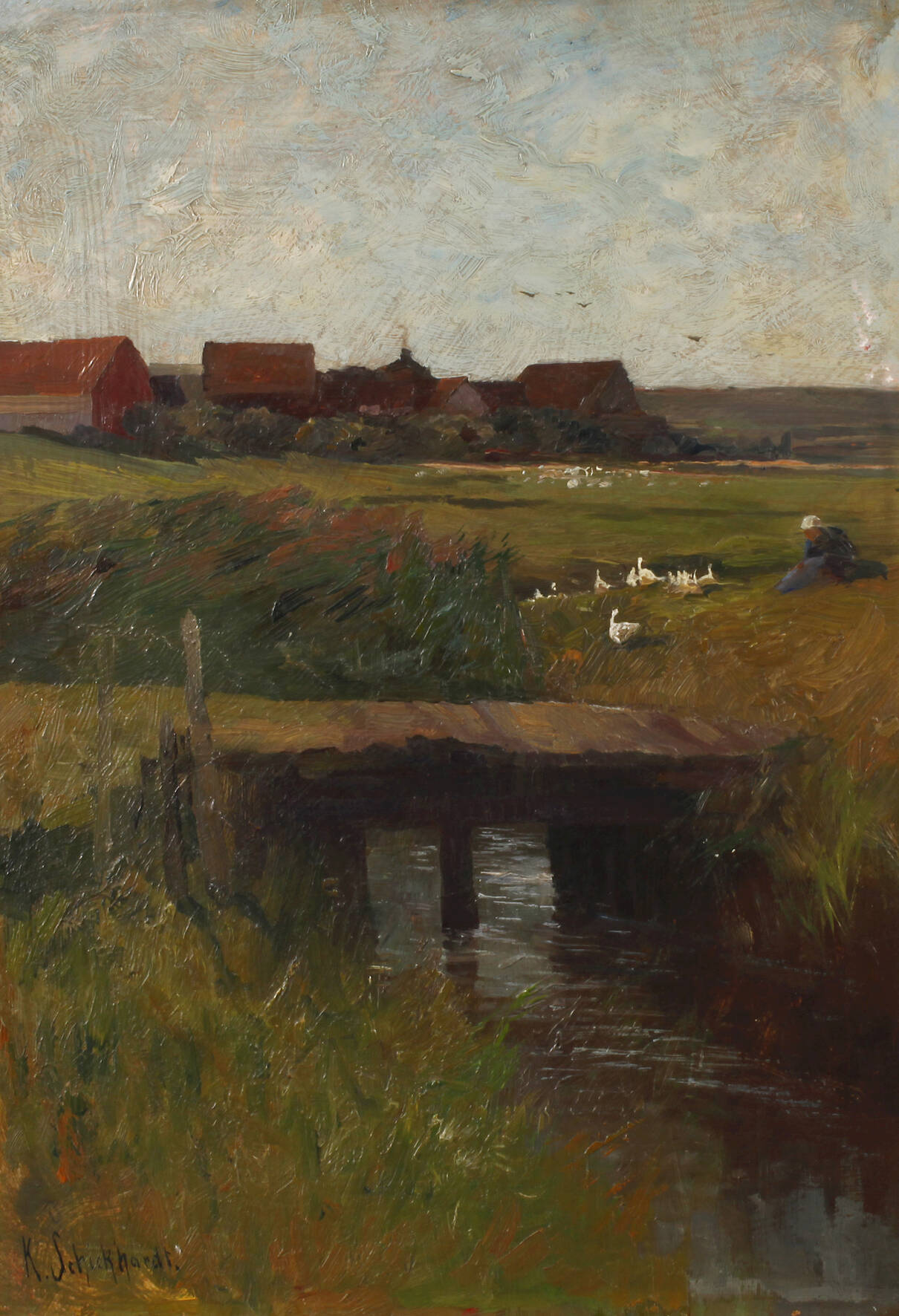 Karl Schickhardt, Am Kanal vor dem Dorf