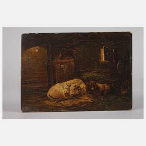 H. Wolff, "Kühe im Stall"