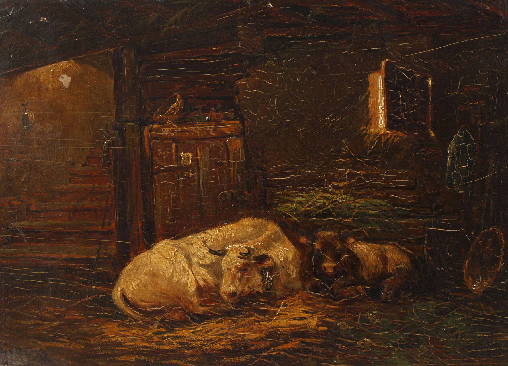 H. Wolff, "Kühe im Stall"