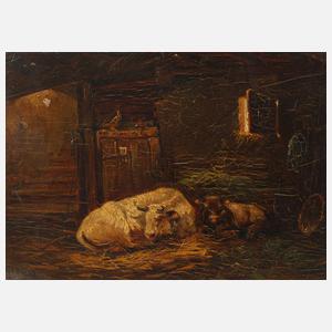 H. Wolff, "Kühe im Stall"