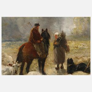 Schäferin mit Herde