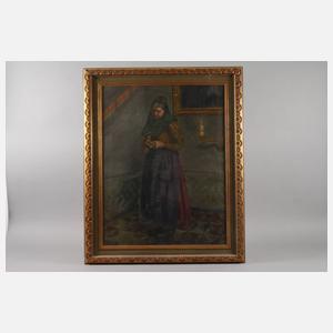 Andächtige Dame im Interieur