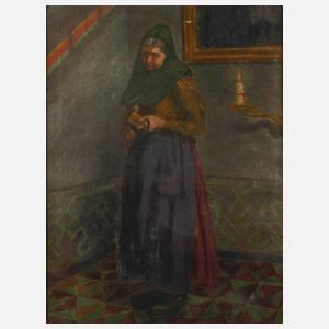 Andächtige Dame im Interieur