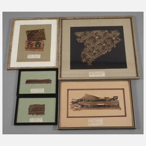 Fünf historische Textilfragmente