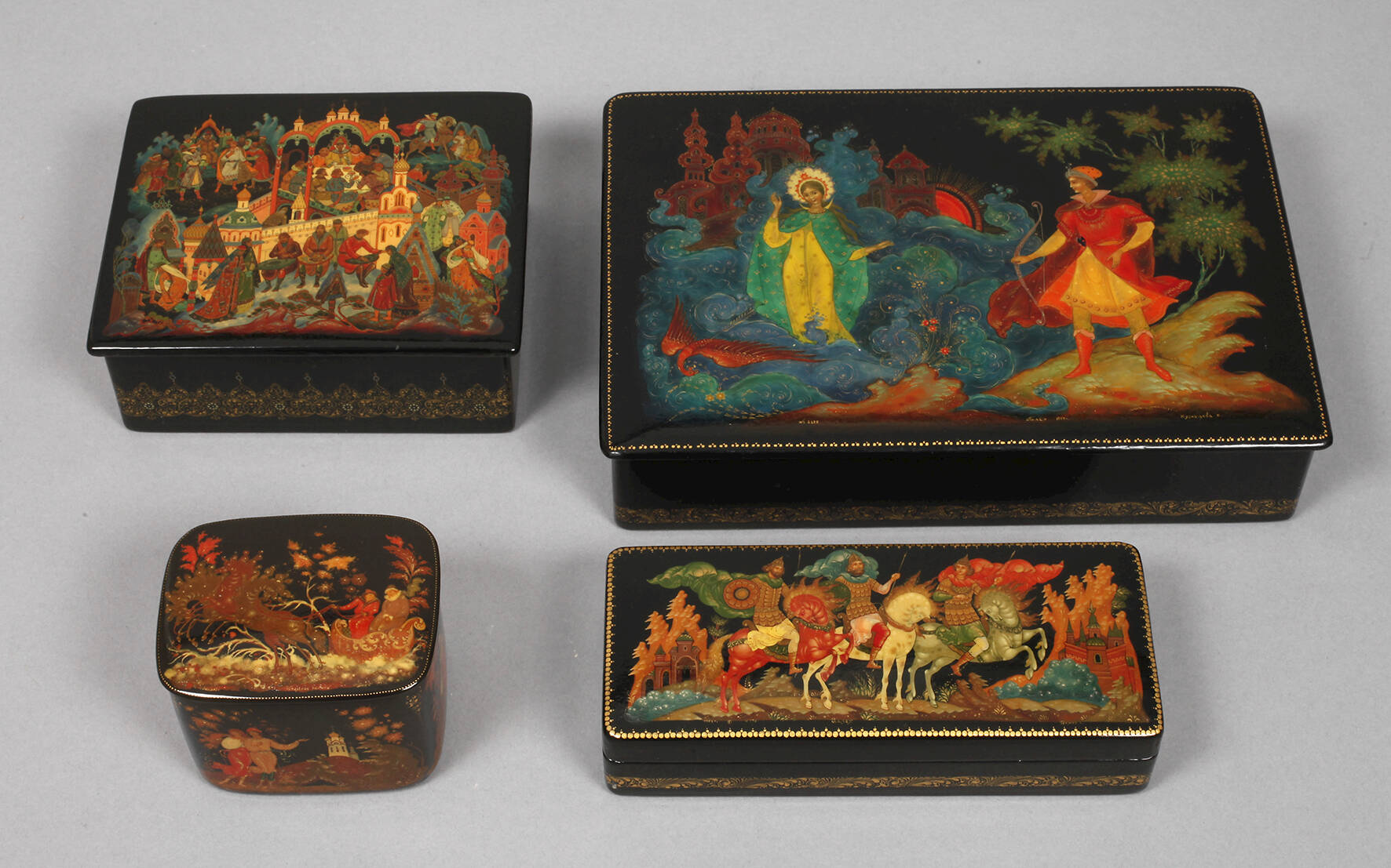 Konvolut russische Lackdosen