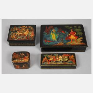 Konvolut russische Lackdosen