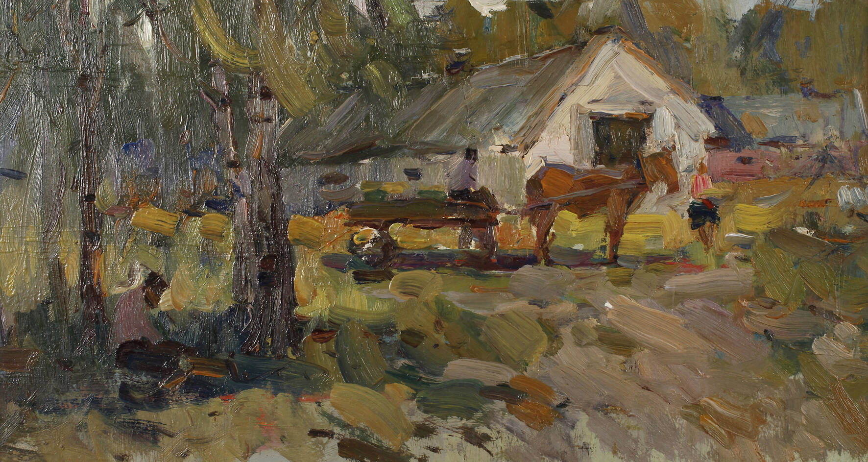 Pferdekarren vorm Dorf