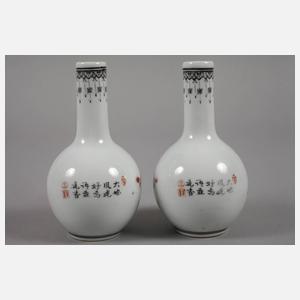 Paar Miniaturvasen Famille rose