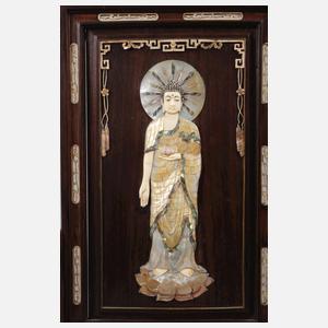 Kleiner intarsierter Stellschirm