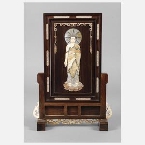 Kleiner intarsierter Stellschirm