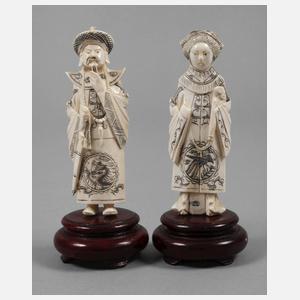 Paar Elfenbeinschnitzereien