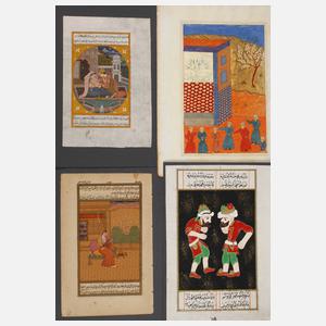 Vier indo-persische Miniaturmalereien