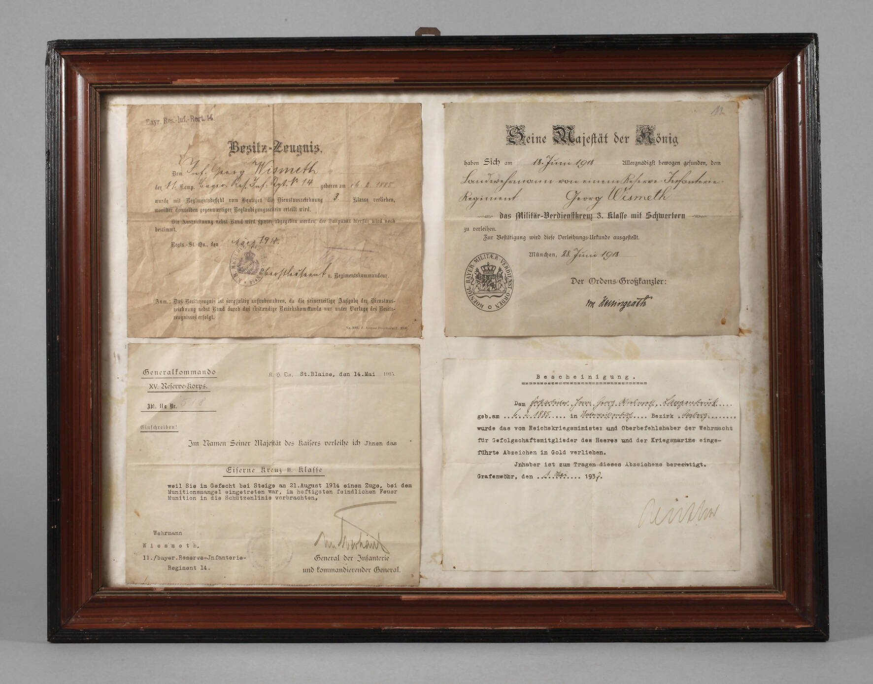 Bayerischer Urkunden-Nachlass 1. Weltkrieg