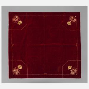 Samtdecke mit Kurbelstickerei