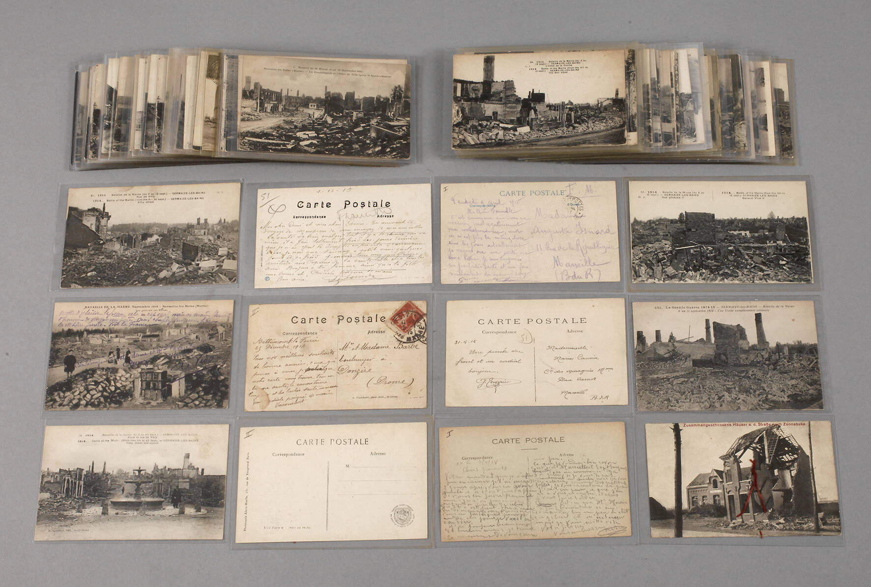 Konvolut Postkarten/Feldpost Frankreich 1. Weltkrieg