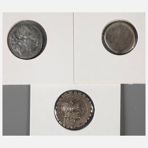 Drei Silbermünzen Römische Republik