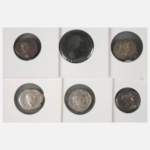 Zehn Münzen der Antoninen und Severer