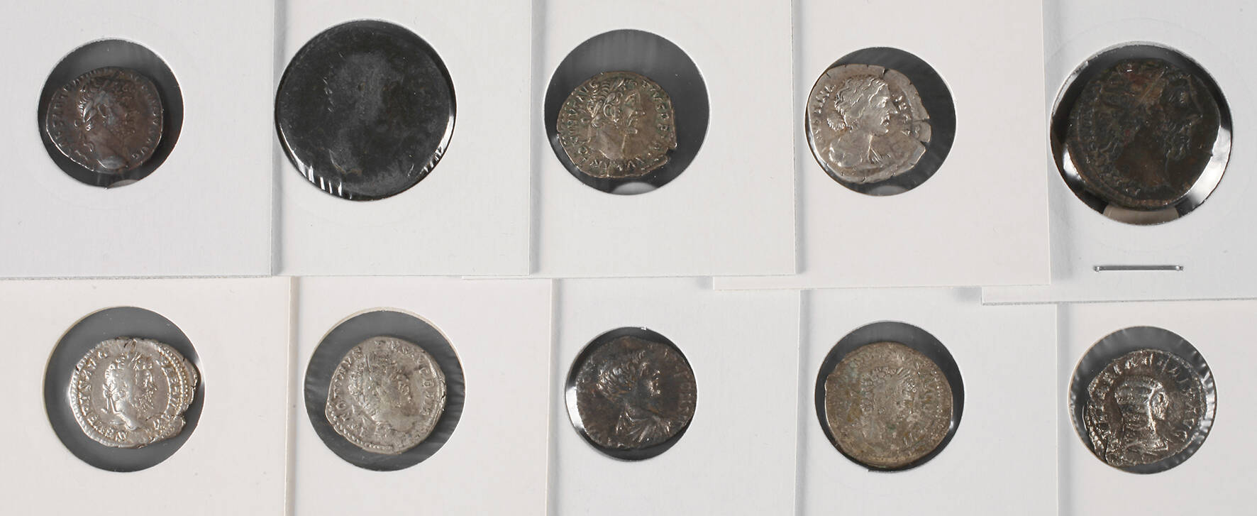 Zehn Münzen der Antoninen und Severer