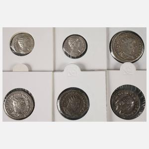Sechs Münzen der Severer und Soldatenkaiser