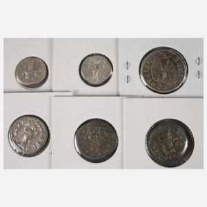 Sechs Münzen der Severer und Soldatenkaiser