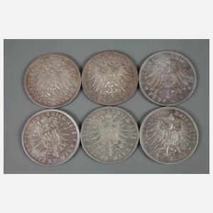 Konvolut 5 Mark Kaiserreich