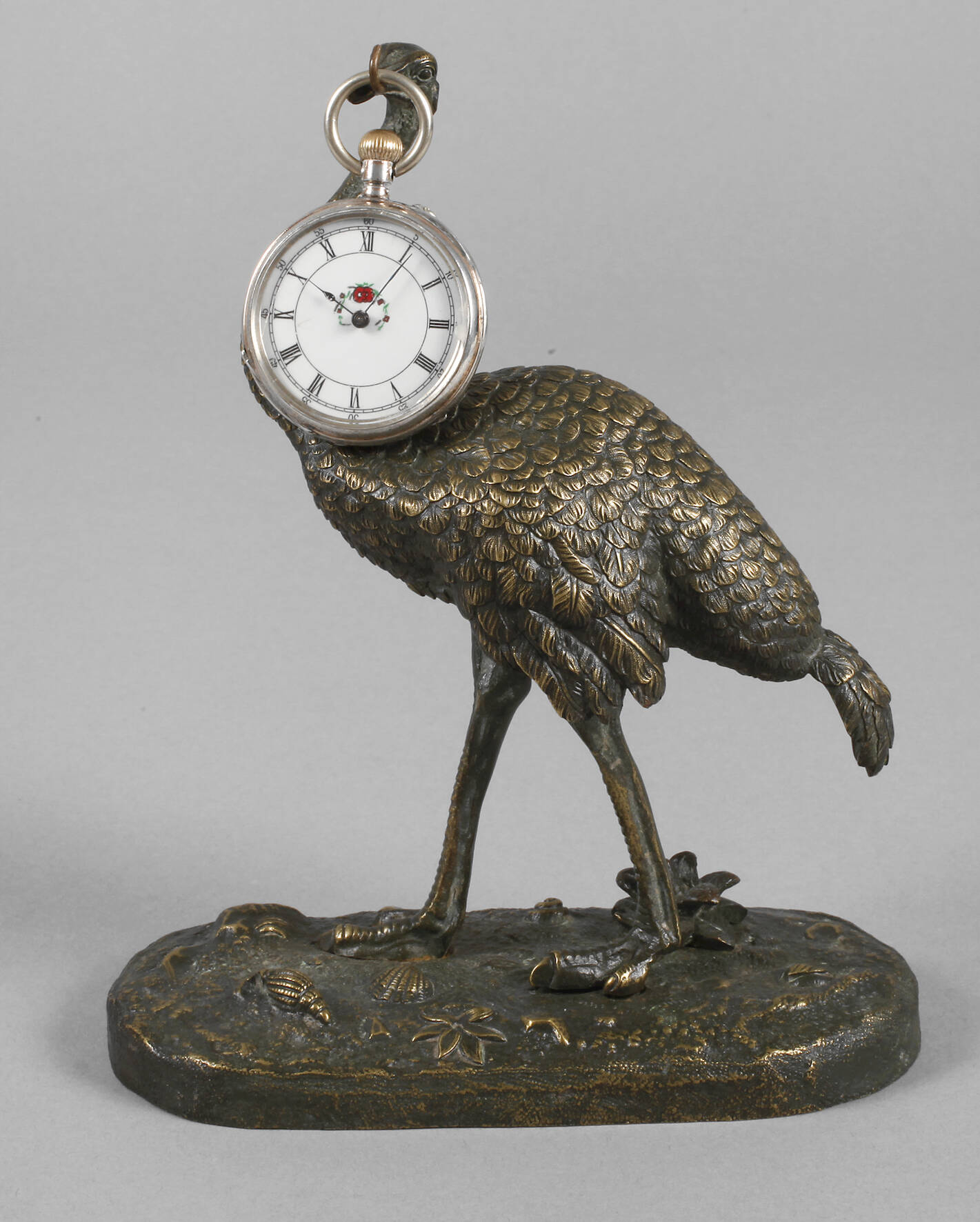 Uhrenhalter Bronze "Vogel Strauß"