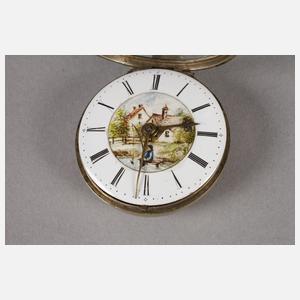 Spindeluhr mit Emailmalerei