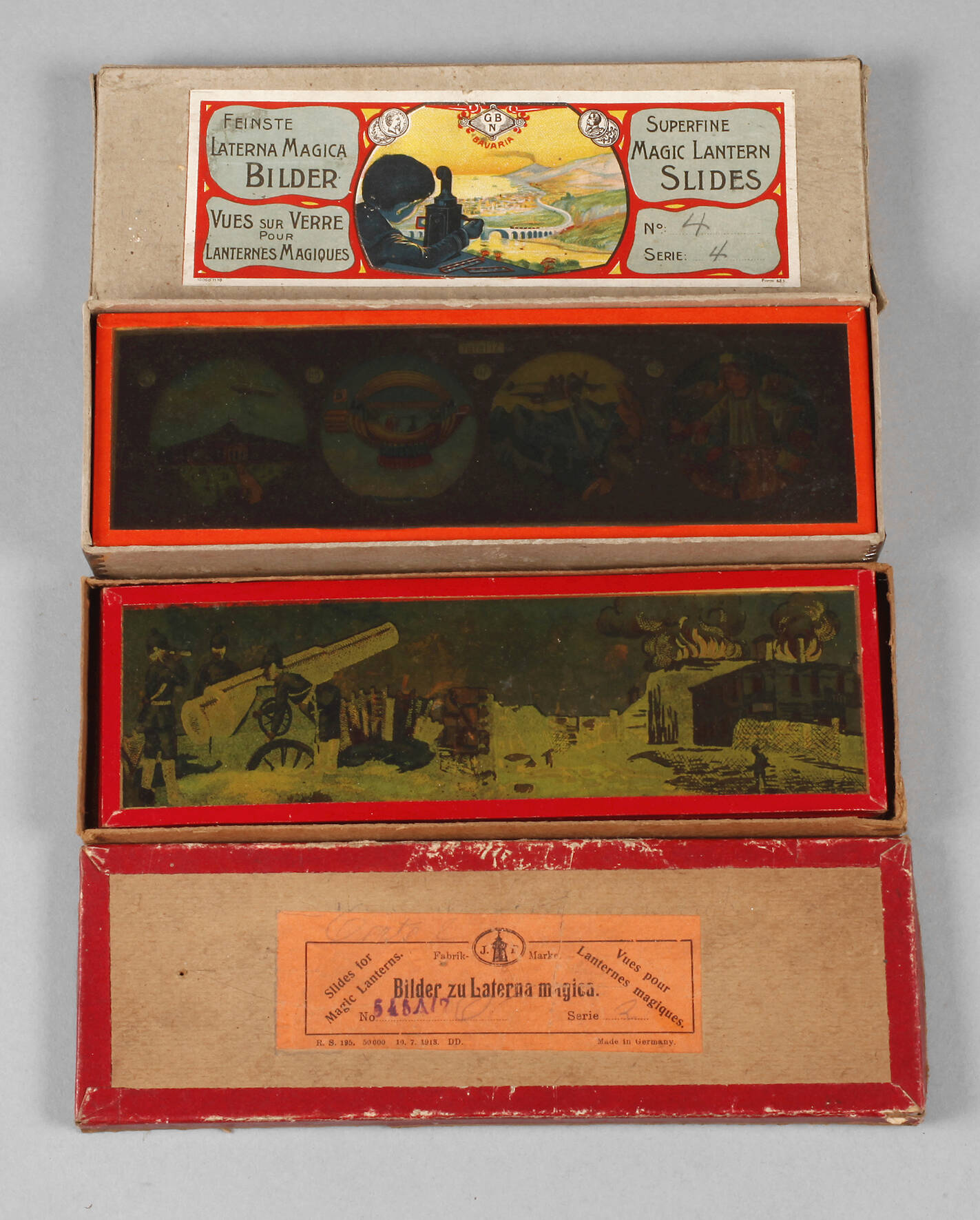 Konvolut Glasbilder Kriegsszenen und Luftfahrt