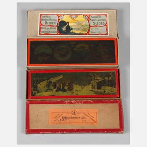 Konvolut Glasbilder Kriegsszenen und Luftfahrt