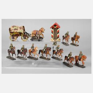 Elastolin Konvolut Massereiter und Feldwagen