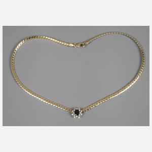 Collier mit Saphir und Brillanten